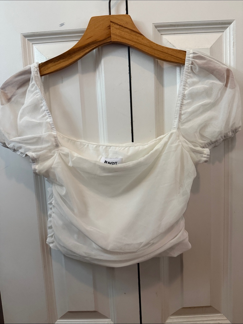 Princess Polly White Sheer Puff-Sleeve Crop Top